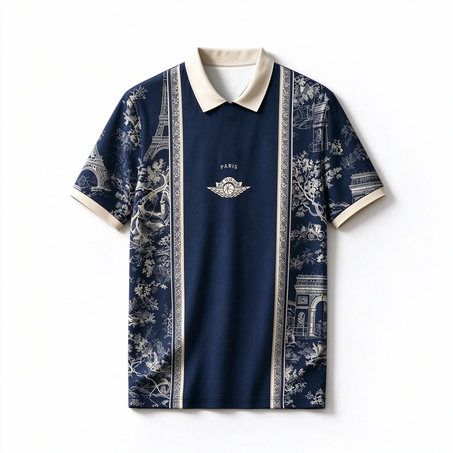 Vintage Retro High-End Polo Shirt Midnight Paris Print Oversized Casual Fashion Top Family Matching Outfits