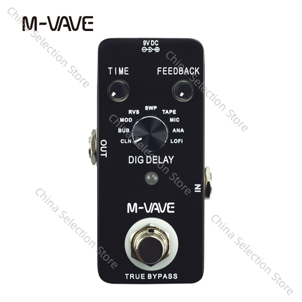 

Педаль M-VAVE DIG DELAY, цифровая педаль эффектов для гитары с 9-эффектами задержки, True Bypass, цельнометаллическая педаль Cuvave Cube Baby