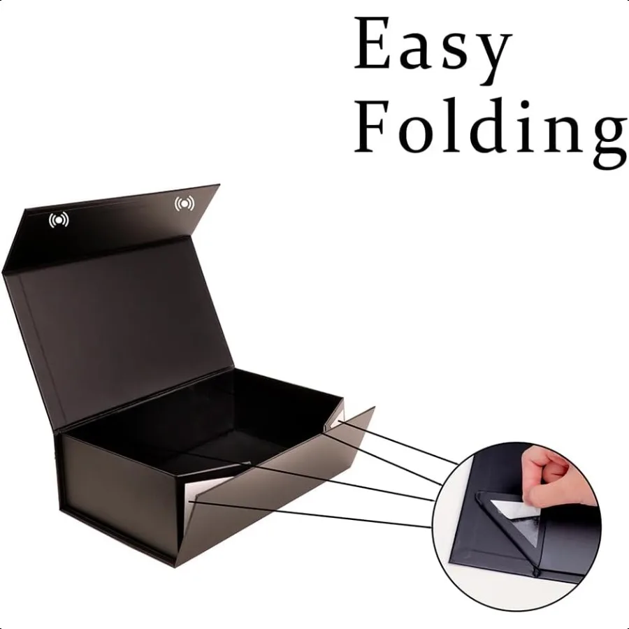 1 Stück schwarze Geschenkbox 9,5 x 6 x magnetische Geschenkbox für Geschenke mit Deckel, zusammenklappbar, für Brautjungfern-Antragsbox, Hochzeit, Weihnachten