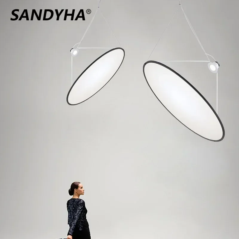 

SANDYHA Minimalist Creativity Chandelier Home Decor Reflection Projection Led Hanging Lamp Living Room Dining Bedroom Lighting