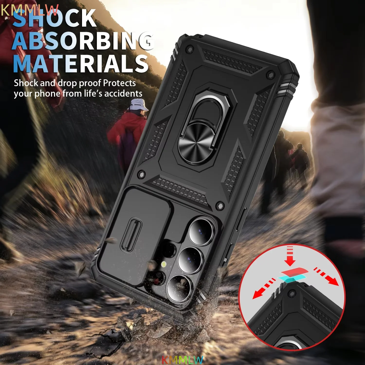 Case For Samsung Galaxy S26Plus S26Ultra S26 S25Ultra Camera Slide Armor Protection 360 Degree Rotate Cover