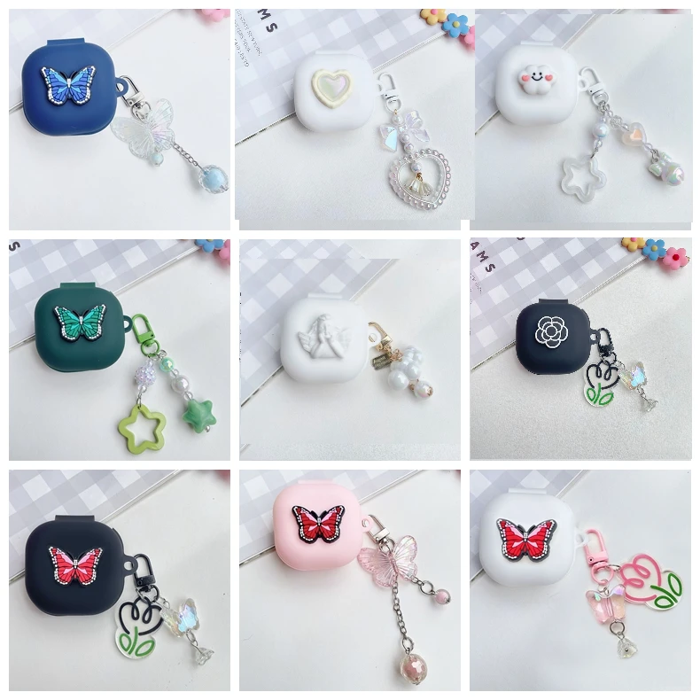 For Baseus WM01 Plus / WM02 case luxury butterfly Earphone Silicone protect Cover with Keychain For baseus WM02 02 case