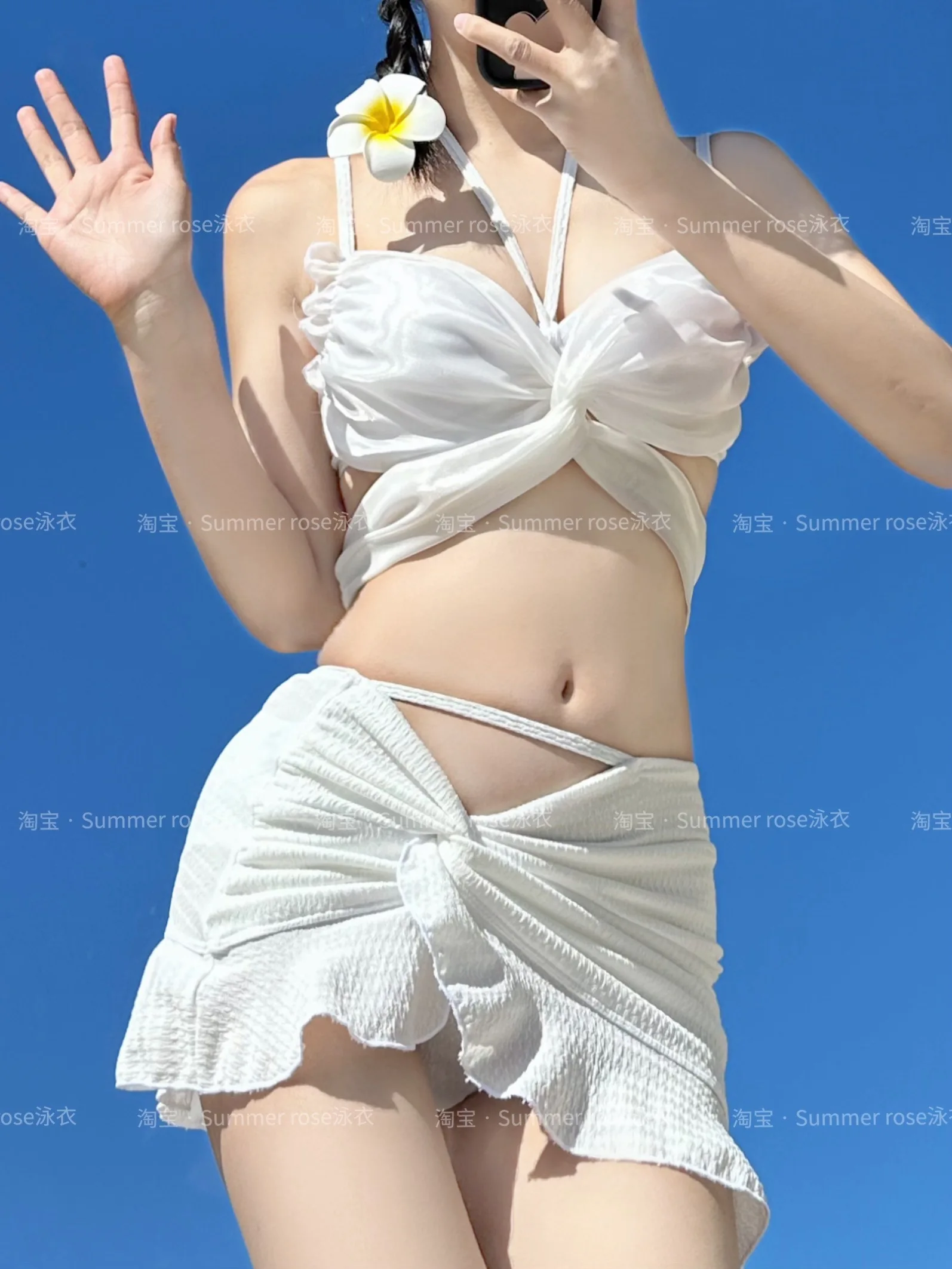 2024 Summer New Hot Girl Season Beach Vacuum Bikini Women Sexy Fashion White Bikini Student Casual Swim Suit Y2k Swimming Wear