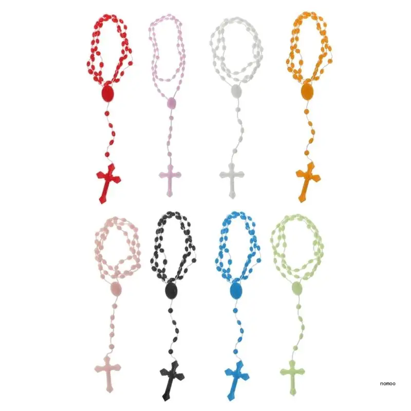 8 Colors Rosary Necklace Bracelet Crucifix for Cross Necklace Family Surprise Gi