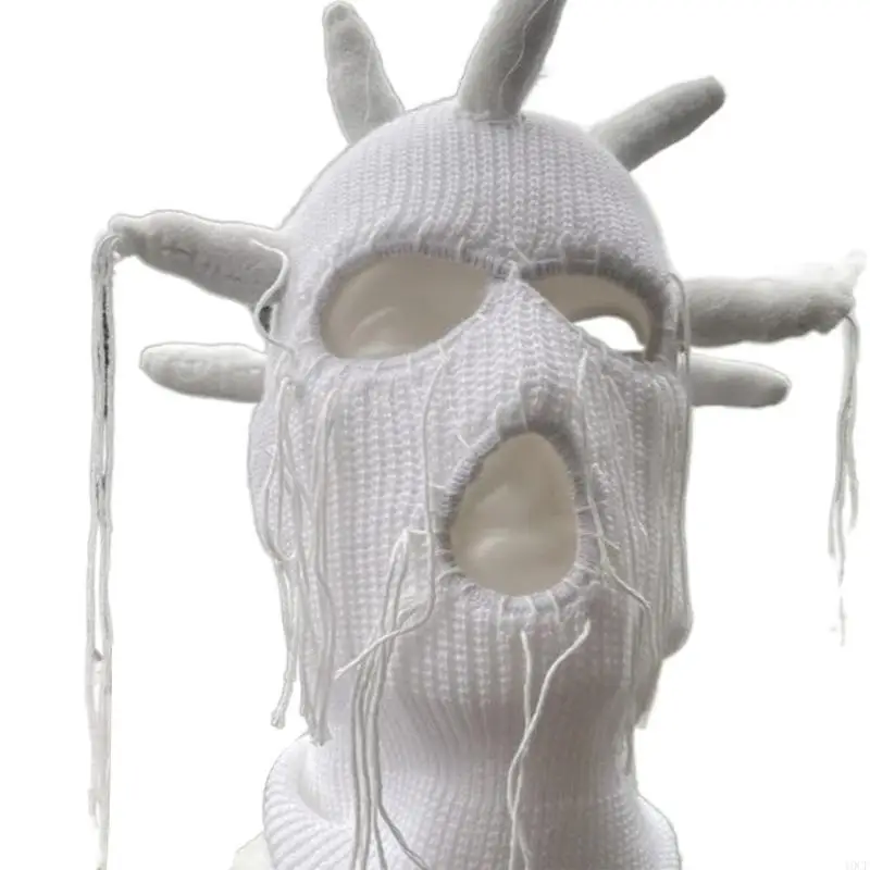 Novelty Balaclava Knit Hat Winter Warm Full Face Mask Devil Horn Hat Cap