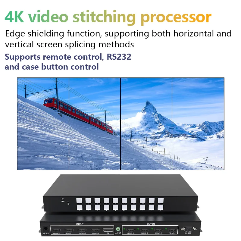 4 in 4 out Seamless Splicing Matrix Processor Switcher 4K60Hz HDMI Switcher Matrix  1x4 Vertical  mode