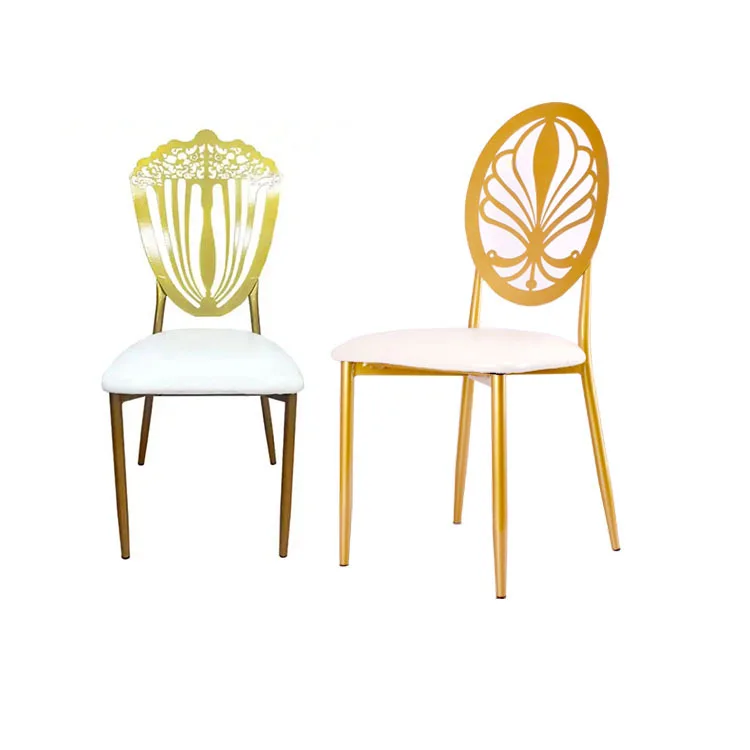 Hotel Furniture Luxury Gold Dining Chair Stainless Steel High Back Event Wedding Dining Chair
