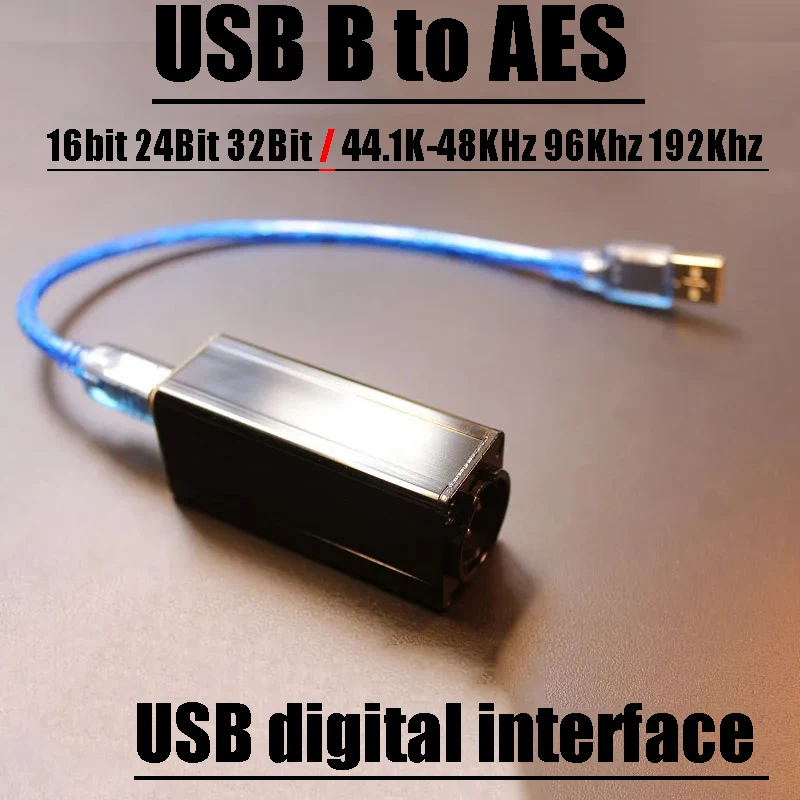 USB B To AES Digital Output USB Digital Interface 16 / 24 / 32Bit 44.1K-48KHz 96Khz 192Khz Stage Audio Mixer Win10 Mac Android