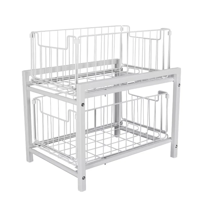 High Quality Iron Kitchen Storage Rack With Multifunctional Pull-out Double-layer Seasoning Bottle Storage Rack