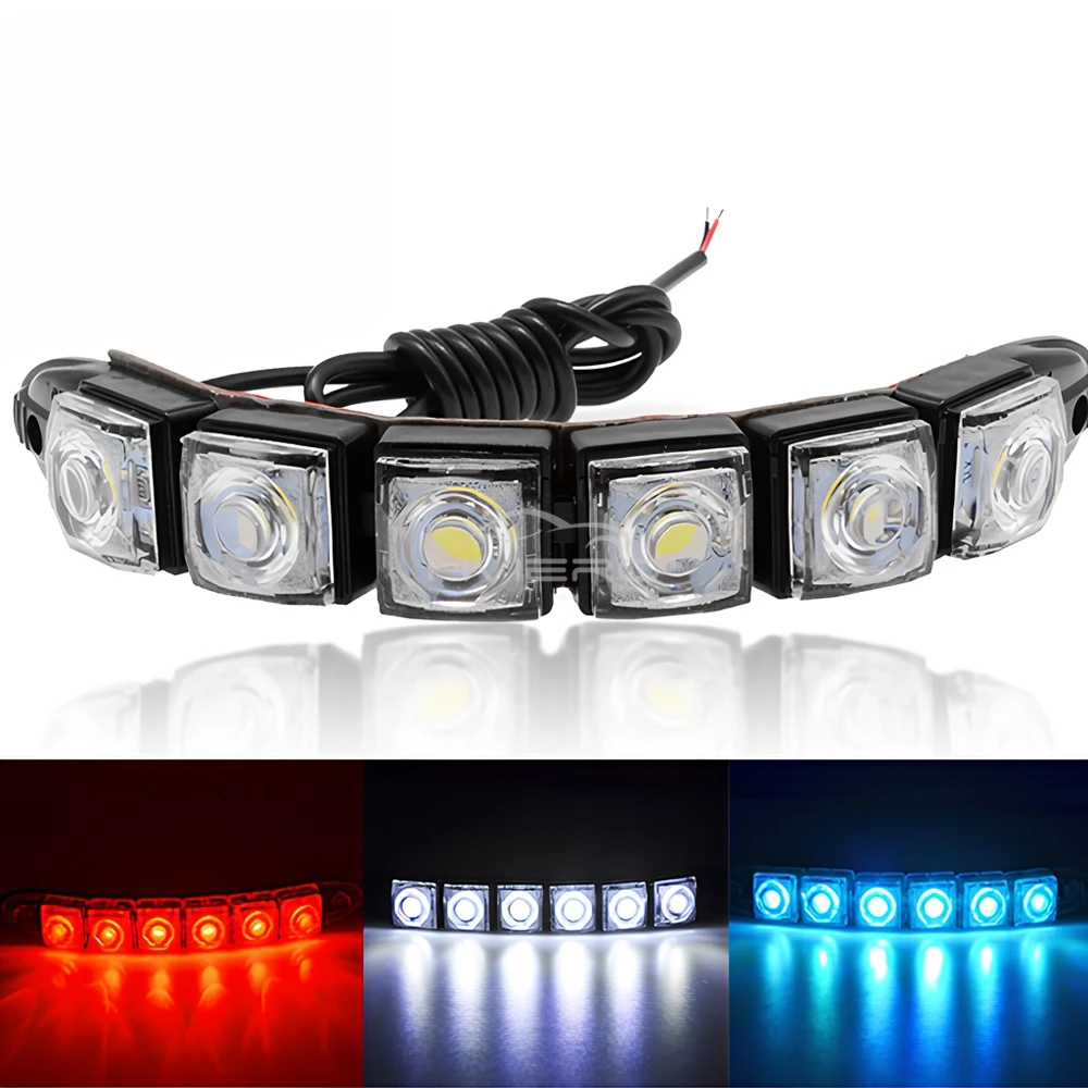 1pcs Car Daytime Running Light 12V Flexible Turn Signal Daylight Lens 6LED Waterproof DRL White HeadLamp Parking Bulb Fog Lamp