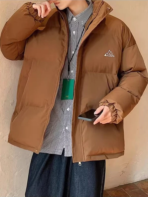 

Мужское повседневное свободное хлопковое джато с воротником-стойкой, теплое зимнее пальто, молодежное модное зимнее пальто 2025 года, новая термобелье