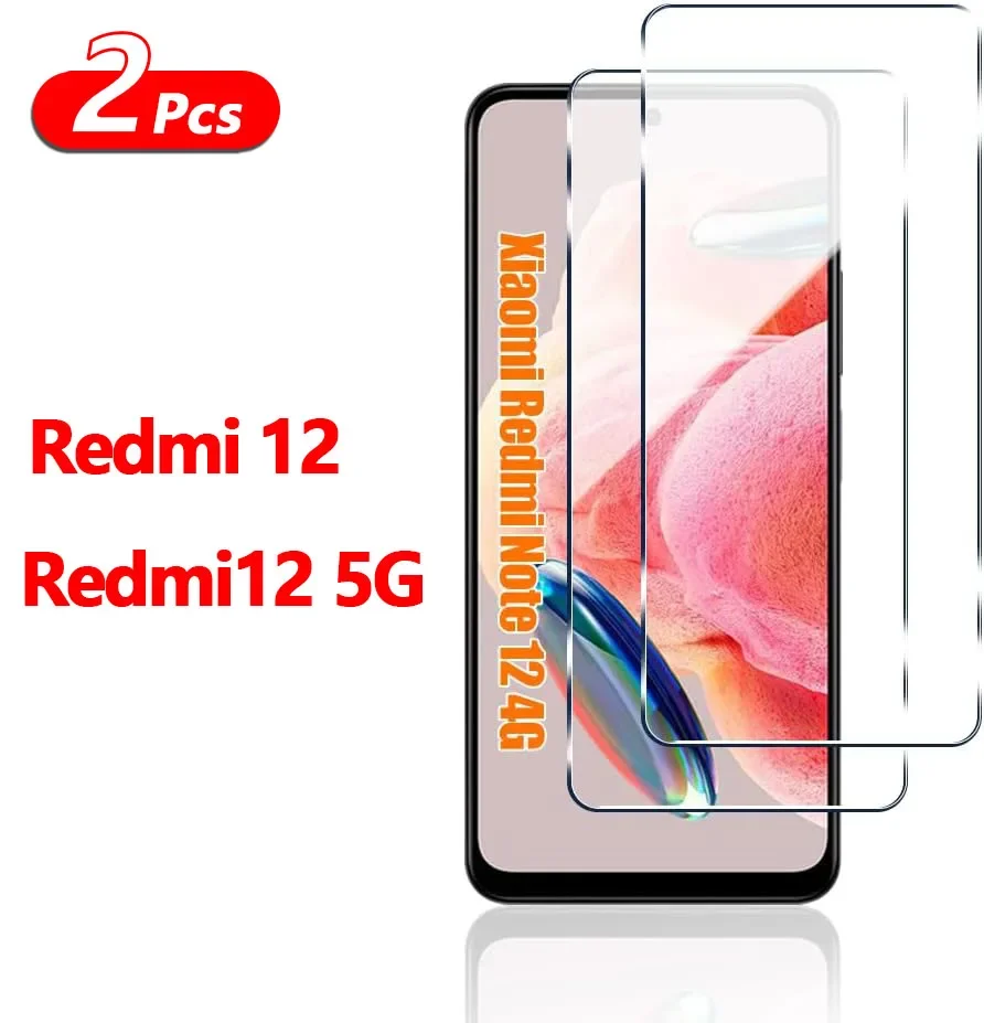

2PCS Tempered Glass for Xiaomi Redmi 12 / Redmi12 5G Screen Protector 9H HD Full Clear Protective Glass