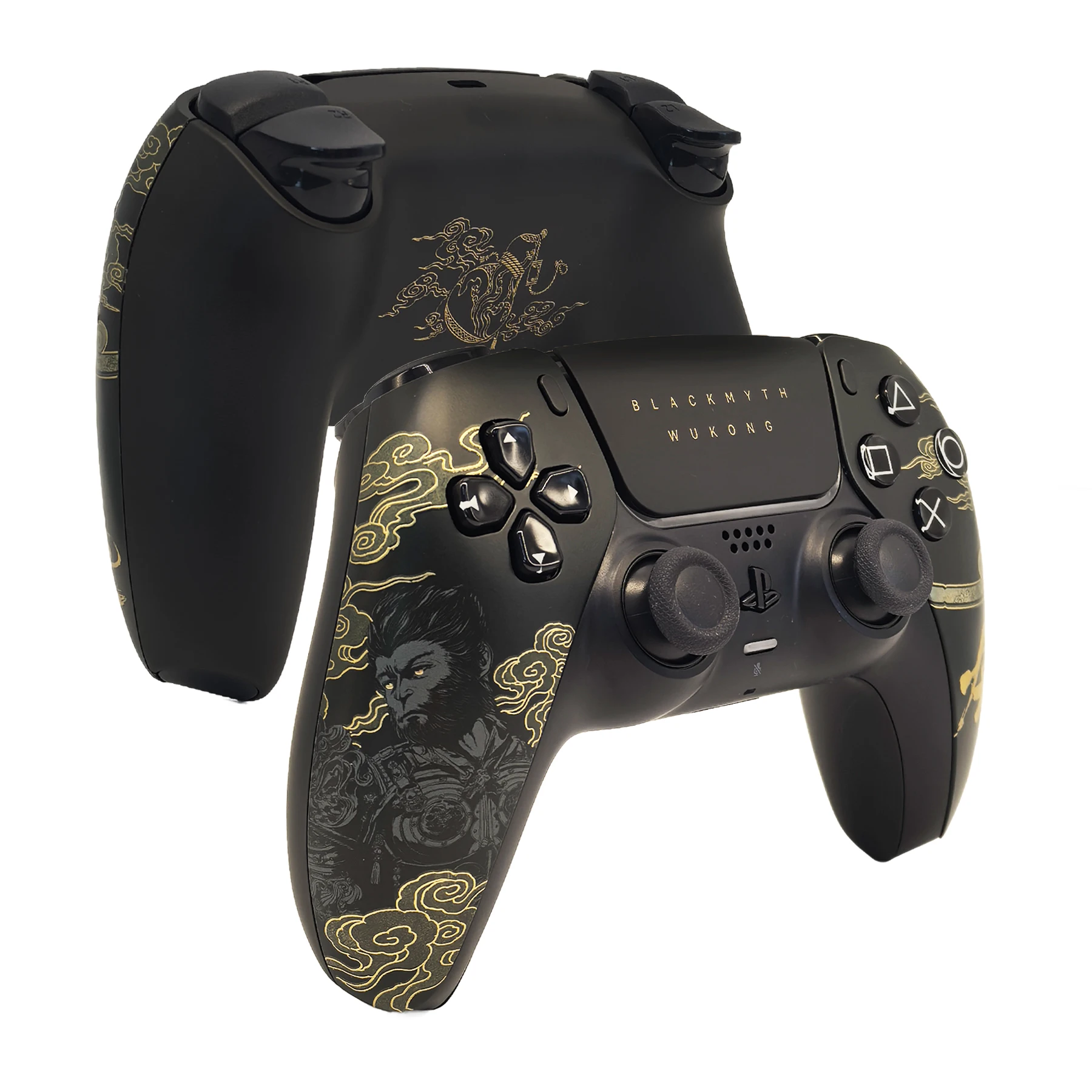Pavé tactile de coque avant de remplacement redessiné, estampage doré, Compatible avec le contrôleur ps5 BDM-010/020/030/040/050 NOIR MYTH