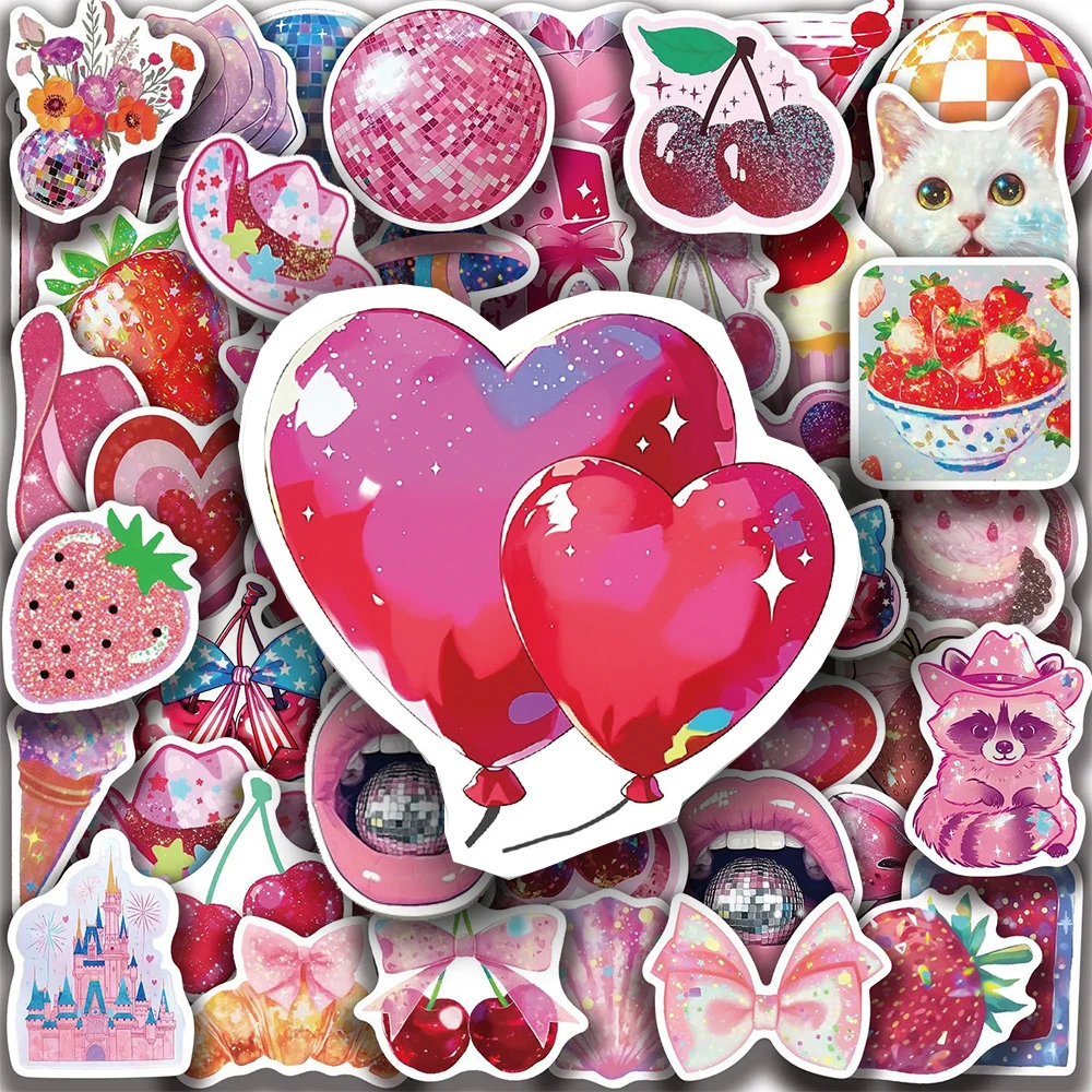 10/30/50 قطعة الليزر الرجعية Y2K الفتيات ملصقات INS الجمالية الكتابة على الجدران الشارات DIY بها بنفسك سجل القصاصات حقيبة الكمبيوتر المحمول Kawaii لاصقة تزيين #1