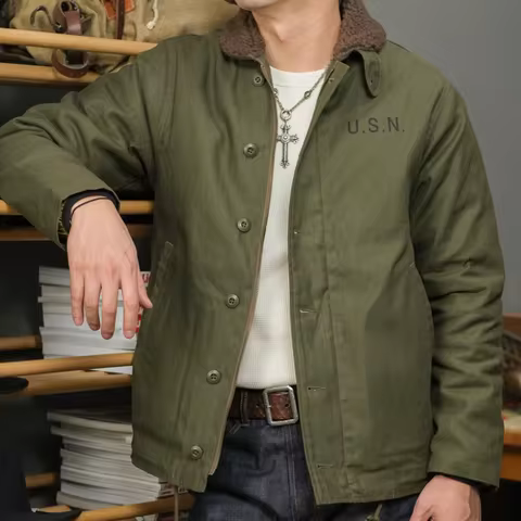 American Vintage Military Wind N1 Deck Baumwolle Anzug Zwei-St&uuml;ck-Jacke Abnehmbare Binnengall