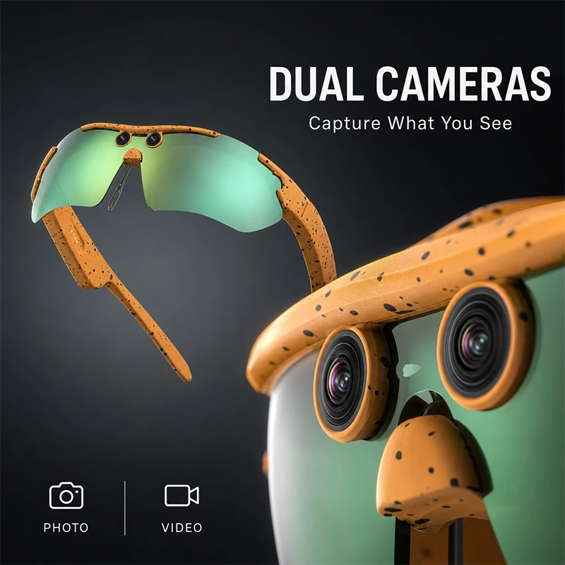AI Smart Sports Cycling Sunglasses Men Women With Camera Bluetooth Calling Translator Video Recording Headphone Glasses UV400