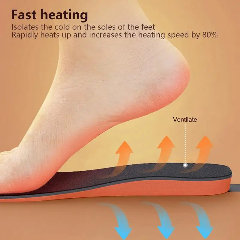 Outdoor USB Rechargeable Insoles 1 Pair Thermal Heating Insoles USB Charging Women Men App Control Insoles For Cold Weather