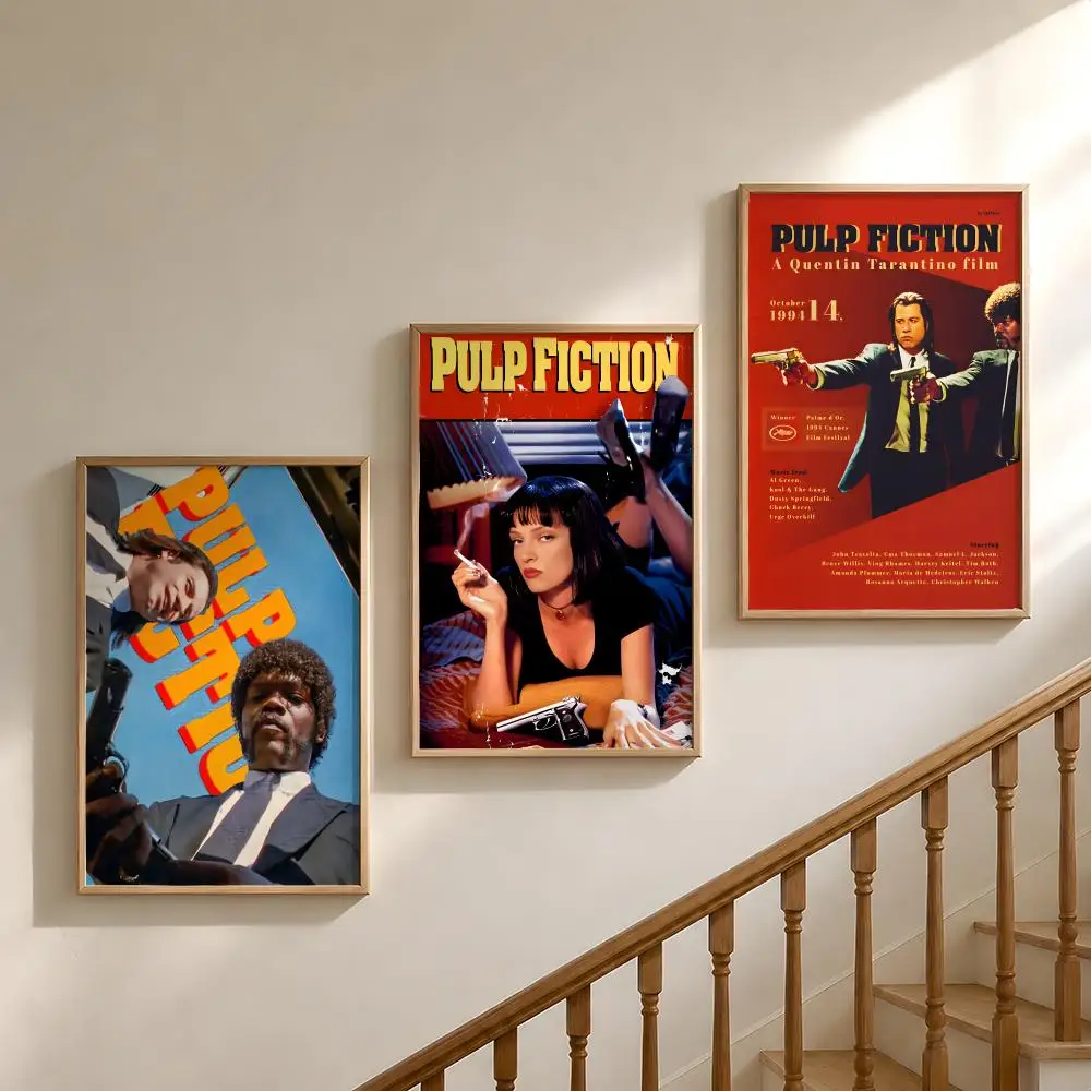 Film P-Pulp F-Fiction Vincent Mia Poster Waterproof HD Modern Peel And Stick Wall Decor Bedroom Living Room Dorm Office