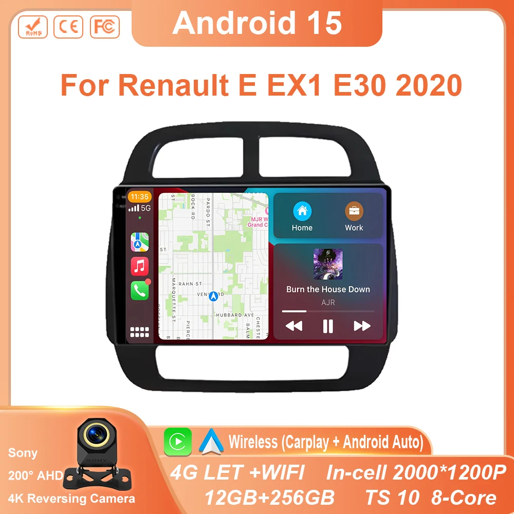 Car Android 15 Radio Stereo For Renault E EX1 E30 2020 Auto Multimedia Player GPS Navigation Touch Screen Touch Screen NO 2Din