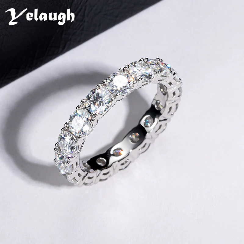 

Yelaugh Classic 4mm 5.1cttw D Color Moissanite Wedding Eternity Band Rings for Women 925 Sterling Silver Engagement Promise Ring