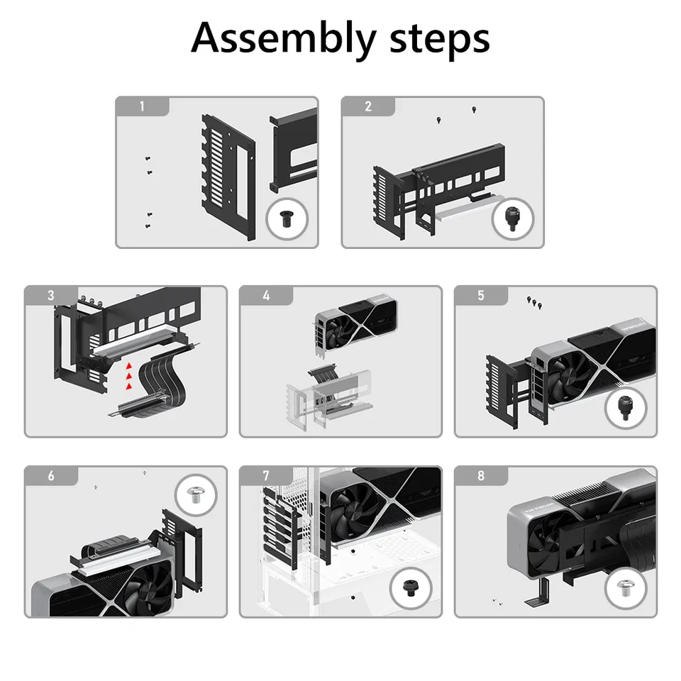 Verstelbare Verticale GPU-beugel – ARGB, Magnetische Basis, 0-45° Kantelbaar – Voor ATX Behuizing, Ondersteunt 2/3 Slots