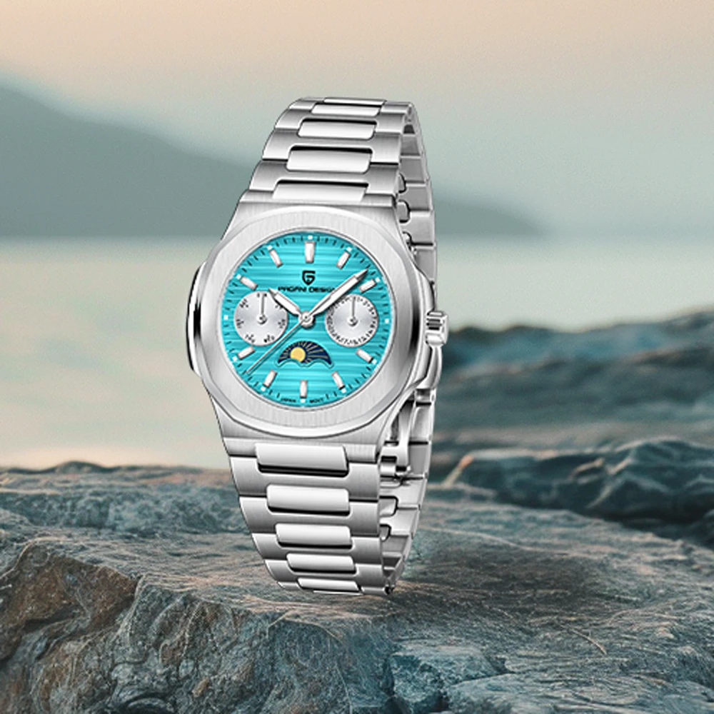 

2025 New PAGANI DESIGN Luxury Quartz Watches For Men Multifunctional Moon phase Automatic Date waterproof Wristwatch