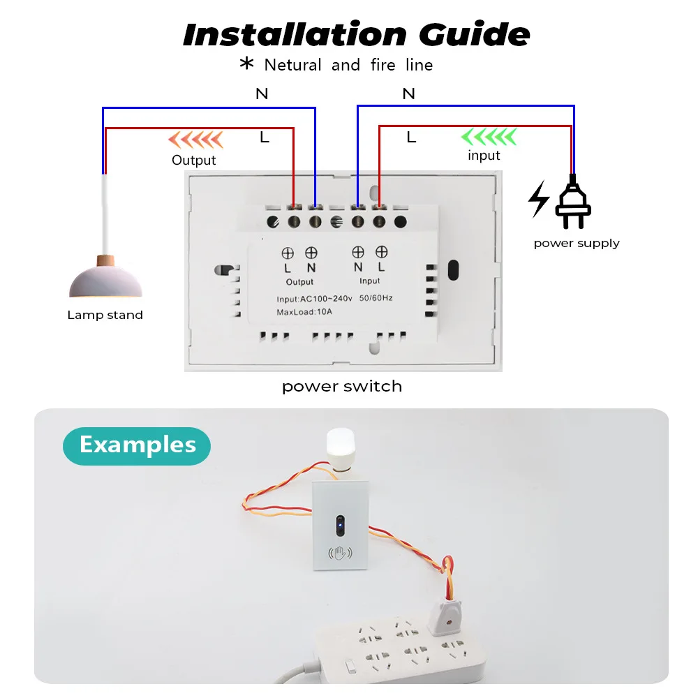 

90-250V 50/60Hz 10A Smart Wall Intelligent Hand Scan Infrared Sensor Switch without Touch IR Infrared Lights Sensor Switch