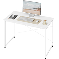 White Wooden Desk Computer Gaming Desk Square Office Table  with Metal Frame Adjustable Foot Pad for Office Home Study Bedroom