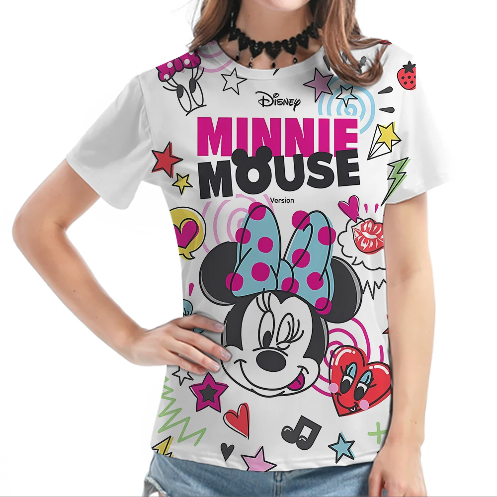 Disney Mickey Mouse Print Summer T Shirts for Women Oversize T-shirt O-Neck Clothes Casual Top Graphic T Shirts Short Sleeve