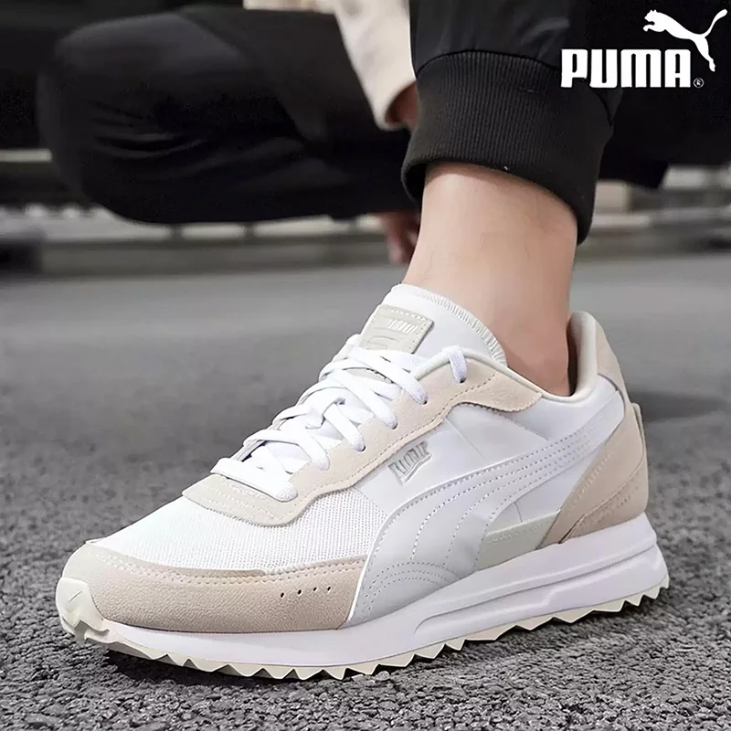 PUMA  Off White Beige Suede Mesh Stitching Retro Lightweight Casual Sneakers 397377-05