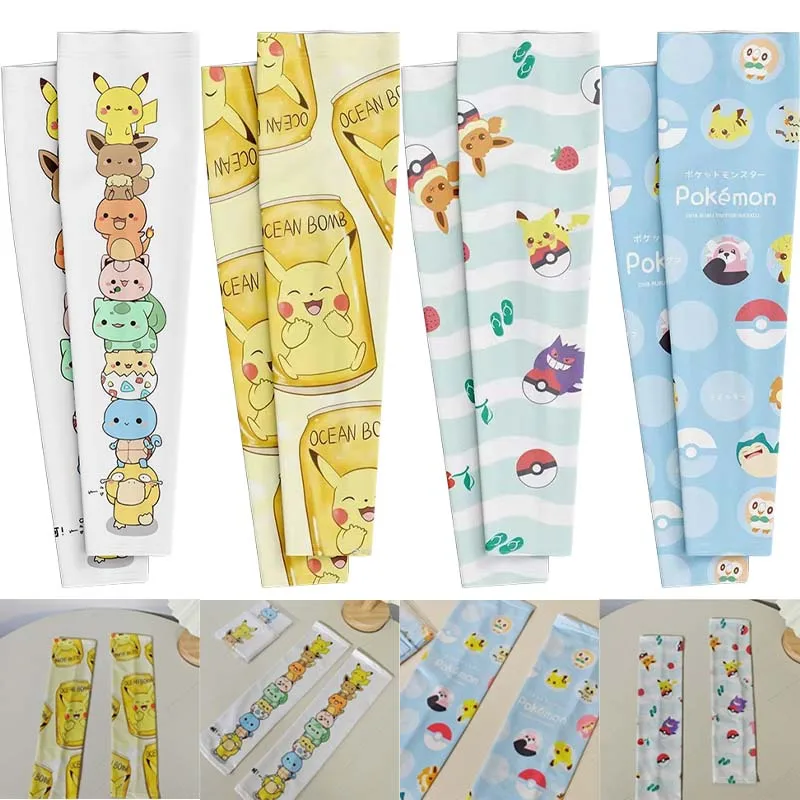 

1Pair Pikachu Ice Silk Sleeve Sunscreen Cuff Arm Sleeves Uv Sun Sunburn Protect Anti-Slip Summer Gloves Outdoor Arm Cover New