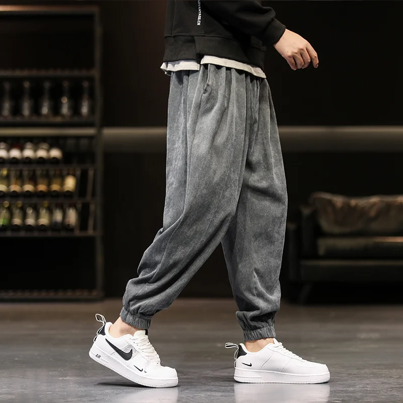 Pantalon décontracté en velours côtelé pour hommes, sarouel de style chinois, jogging masculin, grande taille, vêtements à la mode, automne, hiver, 2022