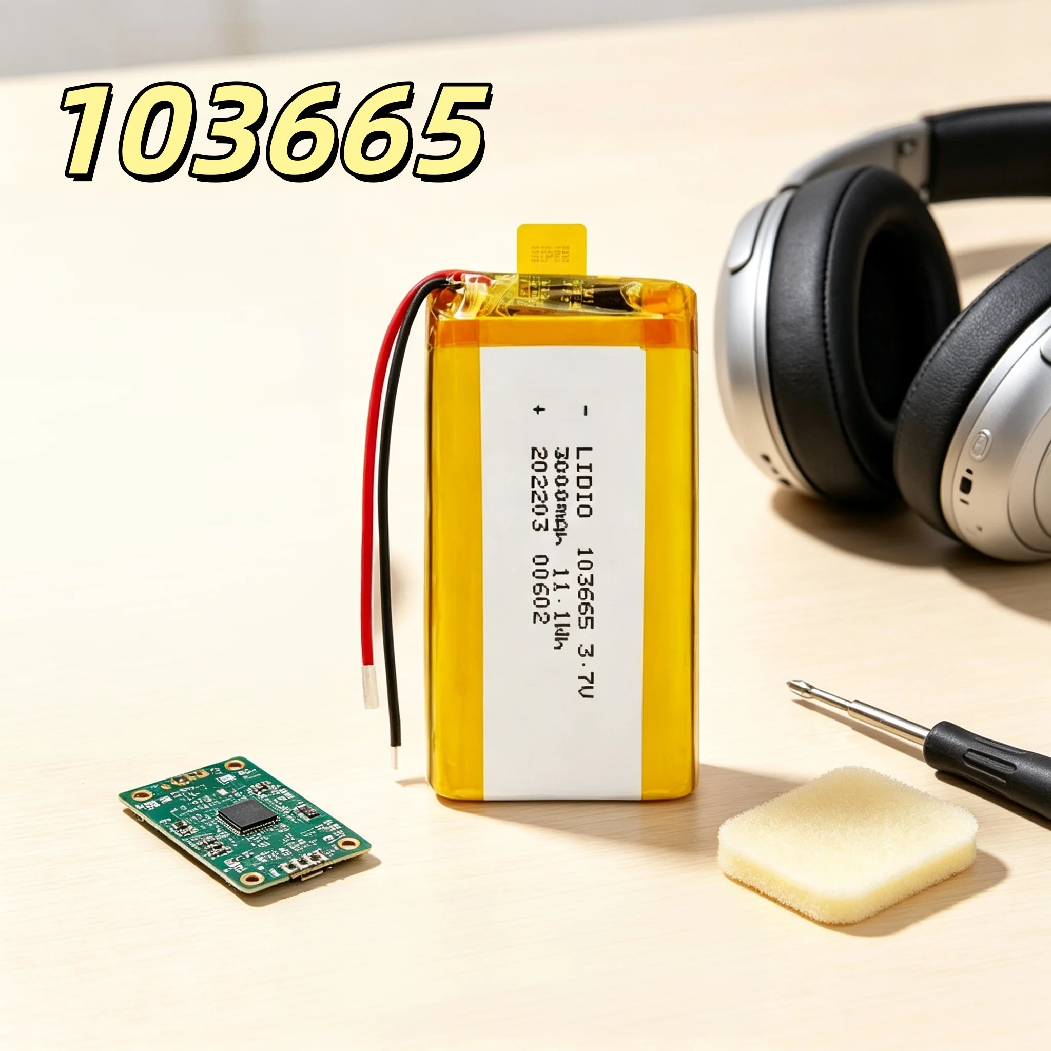 3.7V 3000mAh 103665 Polymer Lithium Rechargeable Battery With JST PH2.0 Plug HighCapacity Li-Po Battery MP5  Headset Camera GPS