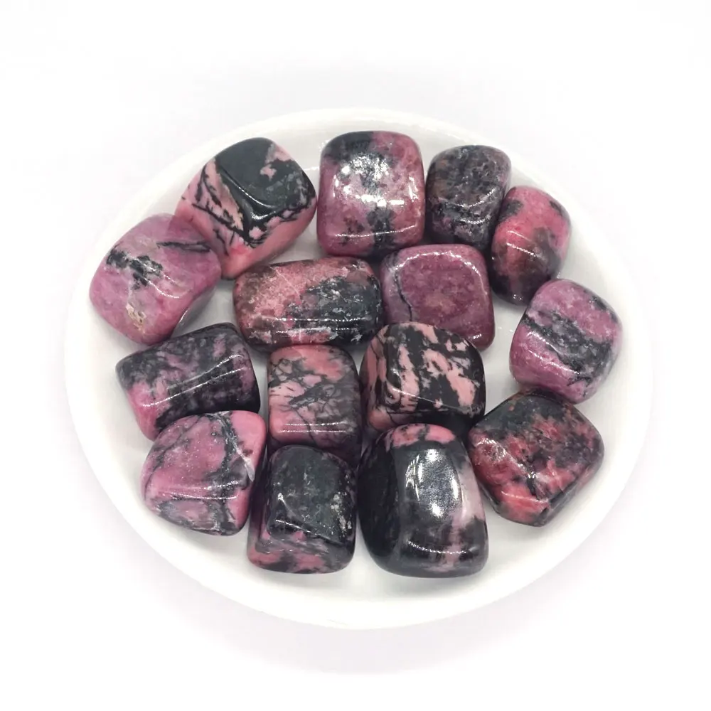 

Tumbled Stone Natural Pink Black Rhodonite Gemstone Crystal Quartz Healing Chakra Specimen Feng Shui Home Decor Collection