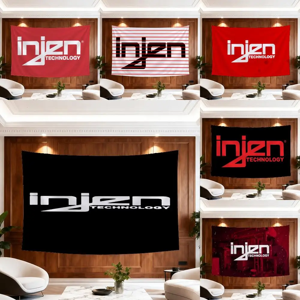 I-INJEN Logo Tapestry Custom Living Bedroom Party Dormitory Interior Wall Bohemian Decoration Attached Clip