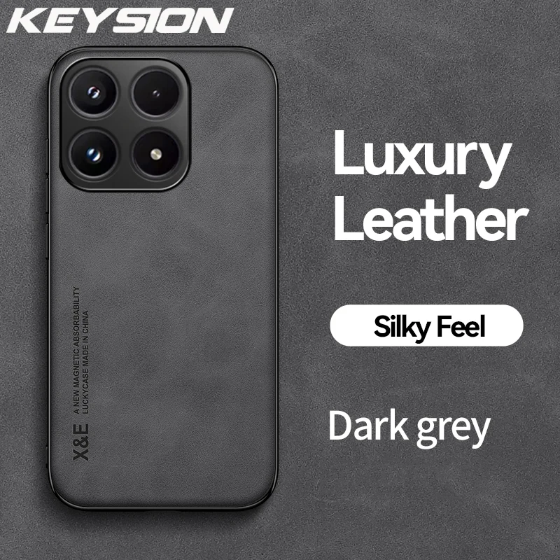 KEYSION Luxuriöse Retro-PU-Leder-Handyhülle für Xiaomi 17, weiches Silikon + PC, stoßfeste Handyhülle für Xiaomi 17