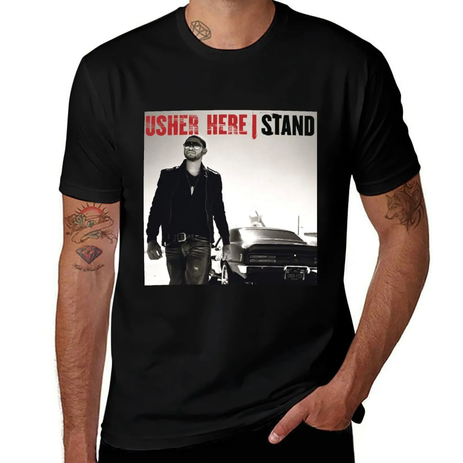 

Usher Here I Stand T-Shirt Classic Print Short Sleeve Shirt