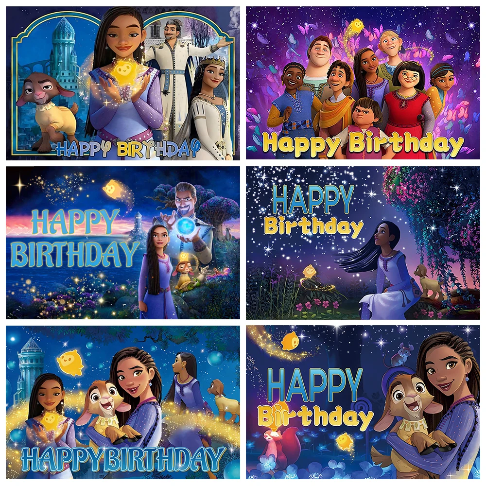 

Wish Asha Princess Theme Background Girl Birthday Party Banner Decoration Supplies 100th Anniversary Animation Movie Photo Props