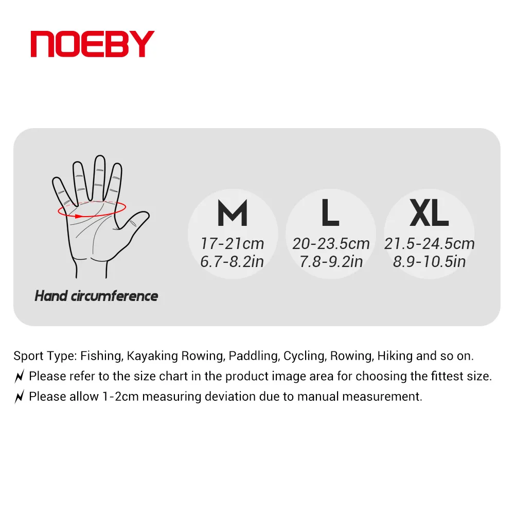 Noeby Guantes de pesca dedo completo - Antideslizantes y UV - imagen 2