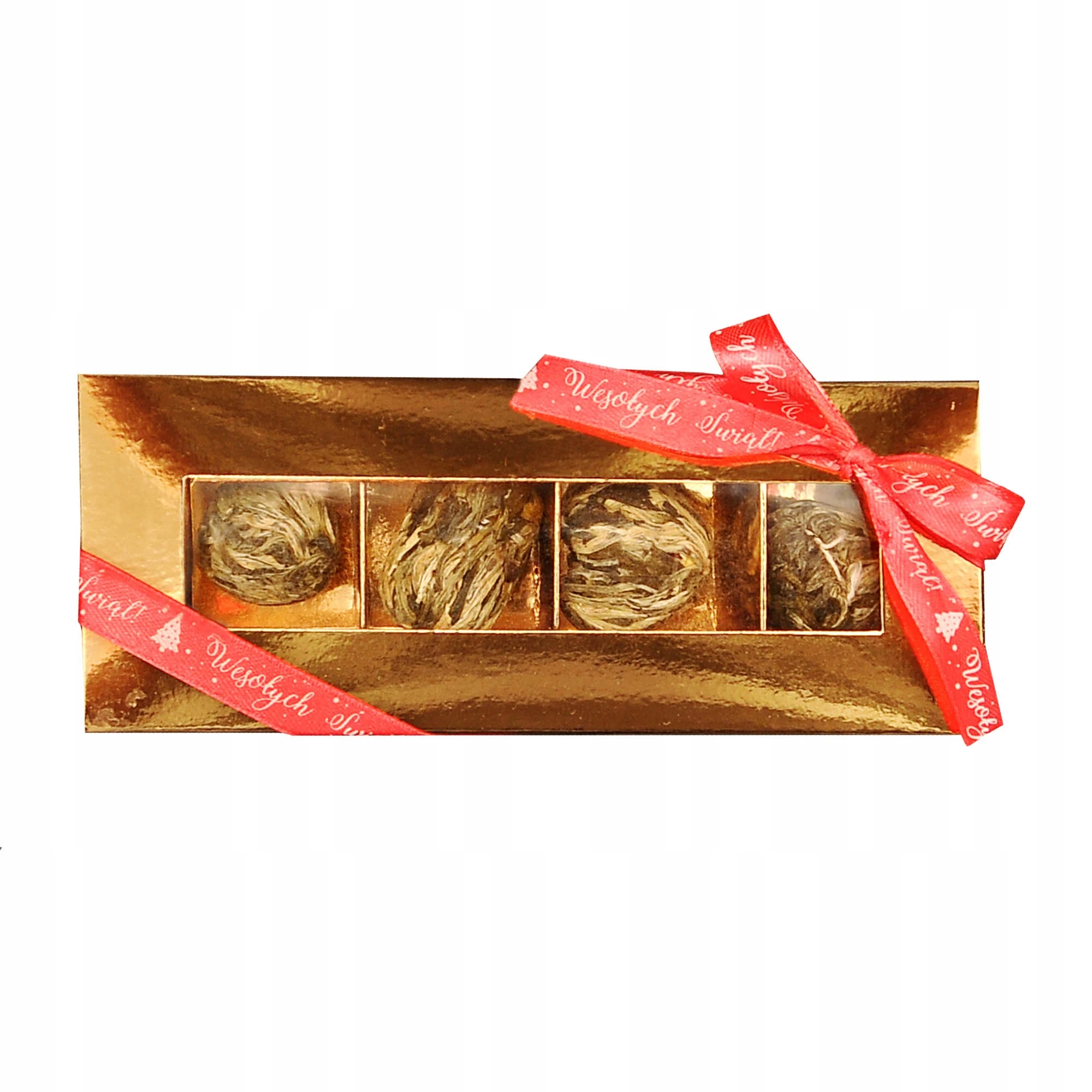 Zestaw herbat kwitnących bombonierka 4 różnych herbat prezent herbata