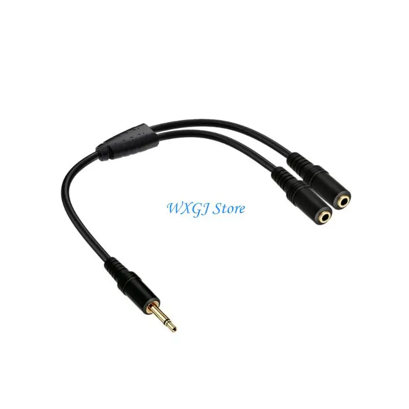 37JE 1/8 Unit Single Sound Extension Wire 1 Male To 2 Female Y Divider 30cm Golden Coated Contacts For Sound Systems