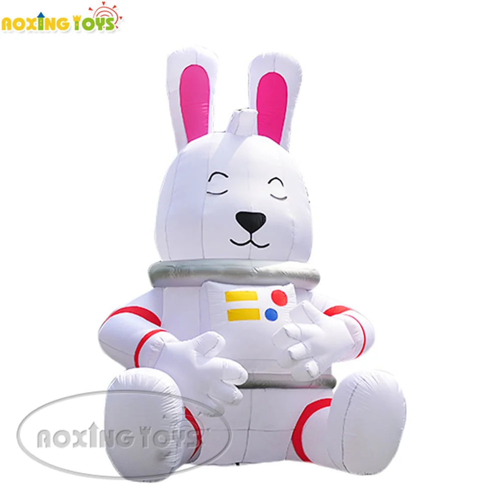 Outdoor Giant Oxford Inflatable Astronaut Rabbit Cartoon Animal Model For Advertising Yard  Event With Air Blower Free Shipping