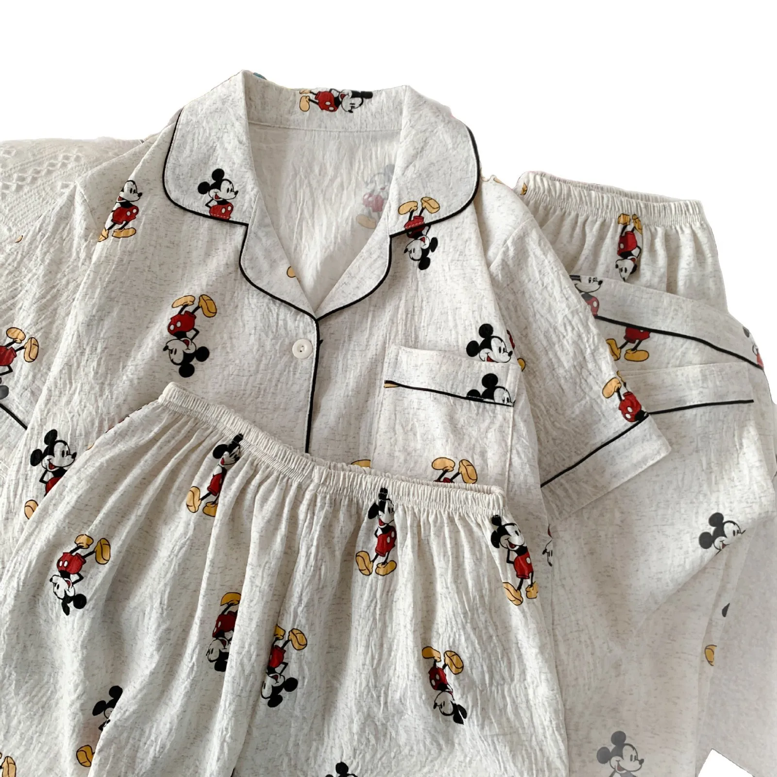 夏パジャマ女性のミッキーマウスかわいいプリント半袖パジャマホーム服学生かわいい漫画部屋着セット 2 個