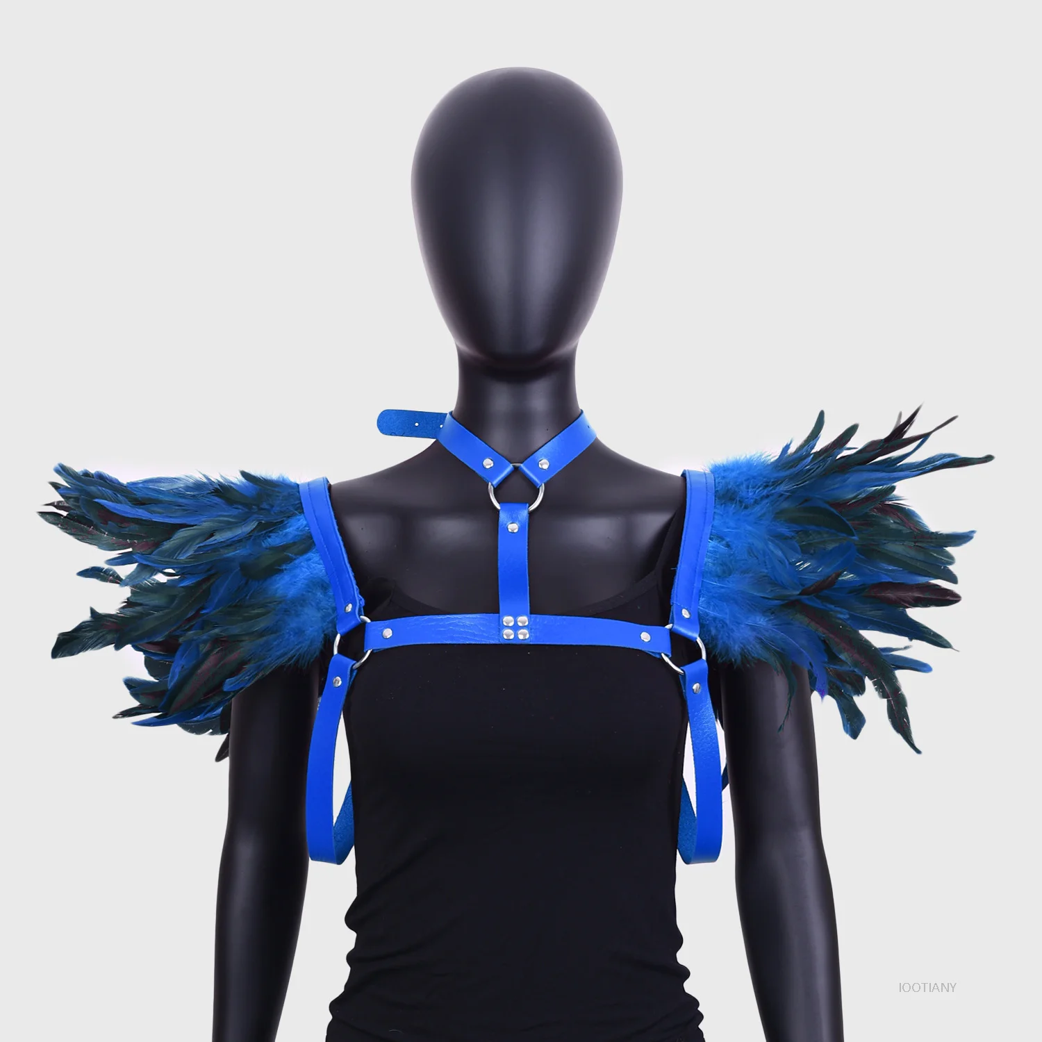 

Brazilian Carnival Feather Leather Vest Shawl Cosplay Punk Feather Epaulettes Gothic Style Personalized Party Accessories 2026