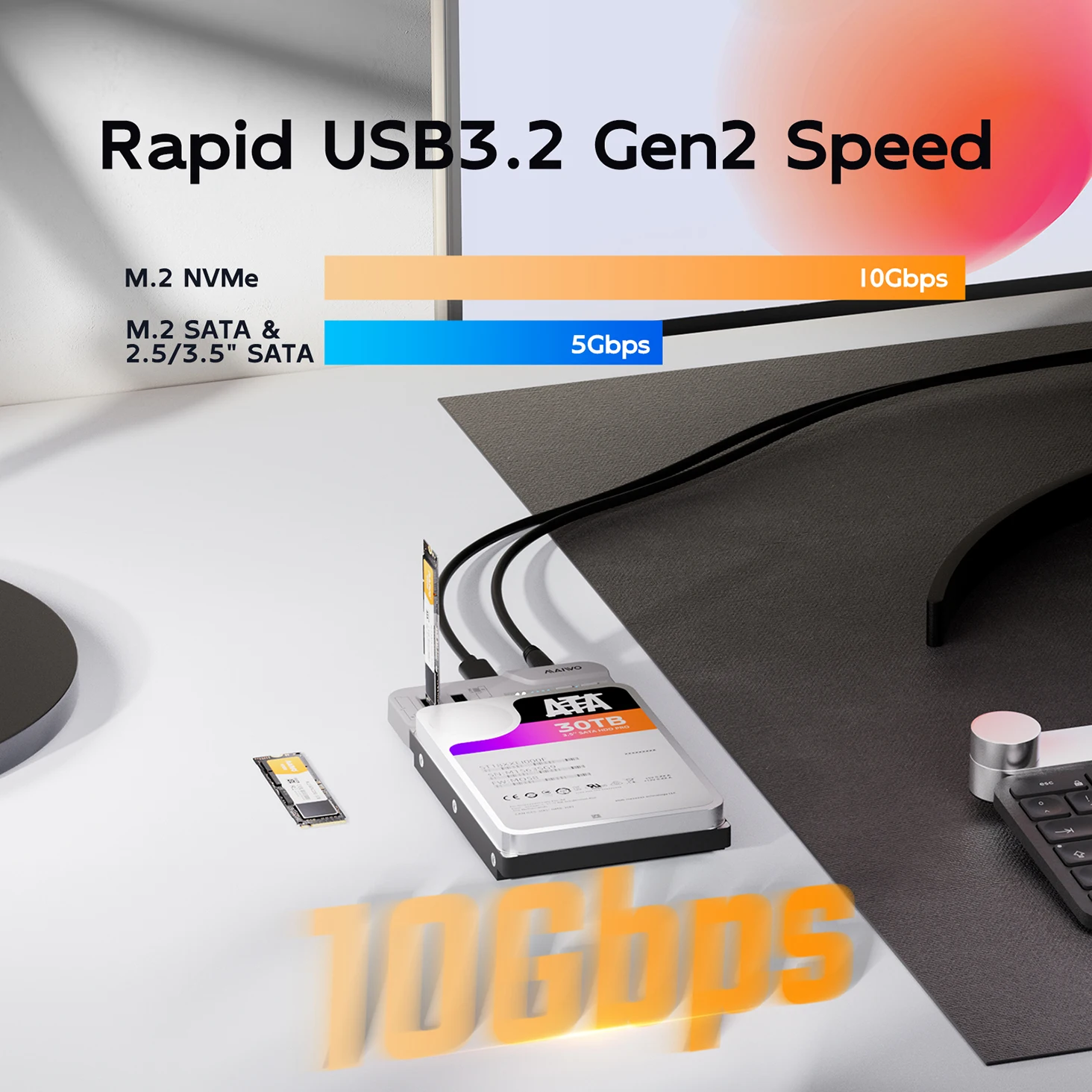 حافظة MAIWO 3 Bay 2.5/3.5 بوصة HDD M.2 NVMe/SATA SSD مع استنساخ غير متصل USB3.2 Type-C Gen2 10Gbps حافظة HDD/SDD خارجية #5