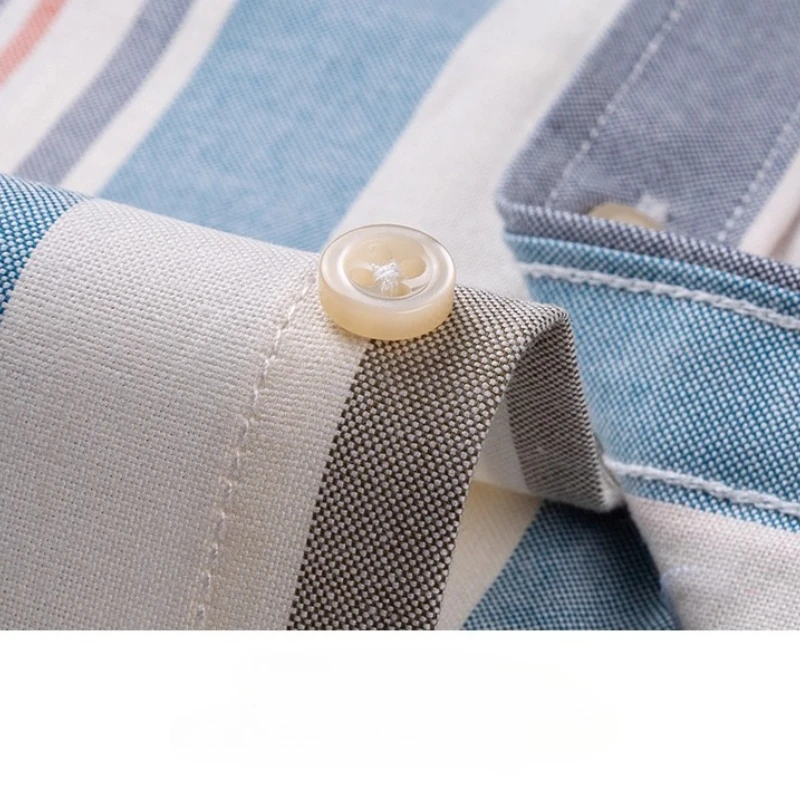 100% Cotton Oxford Plus Size Man Shirts Long Sleeve Business Casual Formal Classic Striped Plaid Shirt Men Long Sleeve Slim Fit