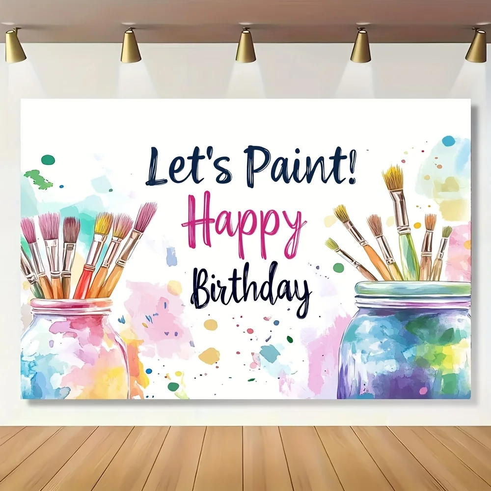 1 piece, vibrant painting party background banner - 