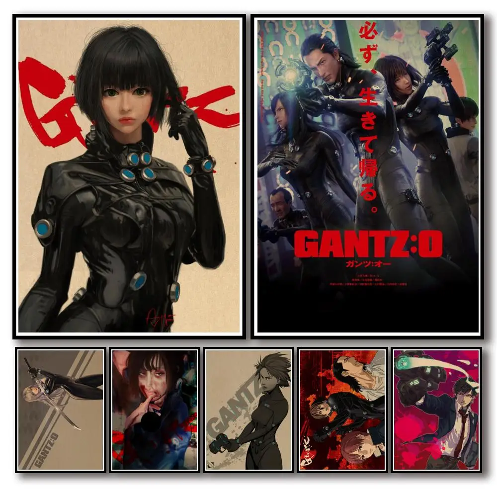 Póster de papel kraft de Anime Gantz, diseños únicos para cafetería, Bar, decoración de pared, pegatina artística elegante de tamaño A