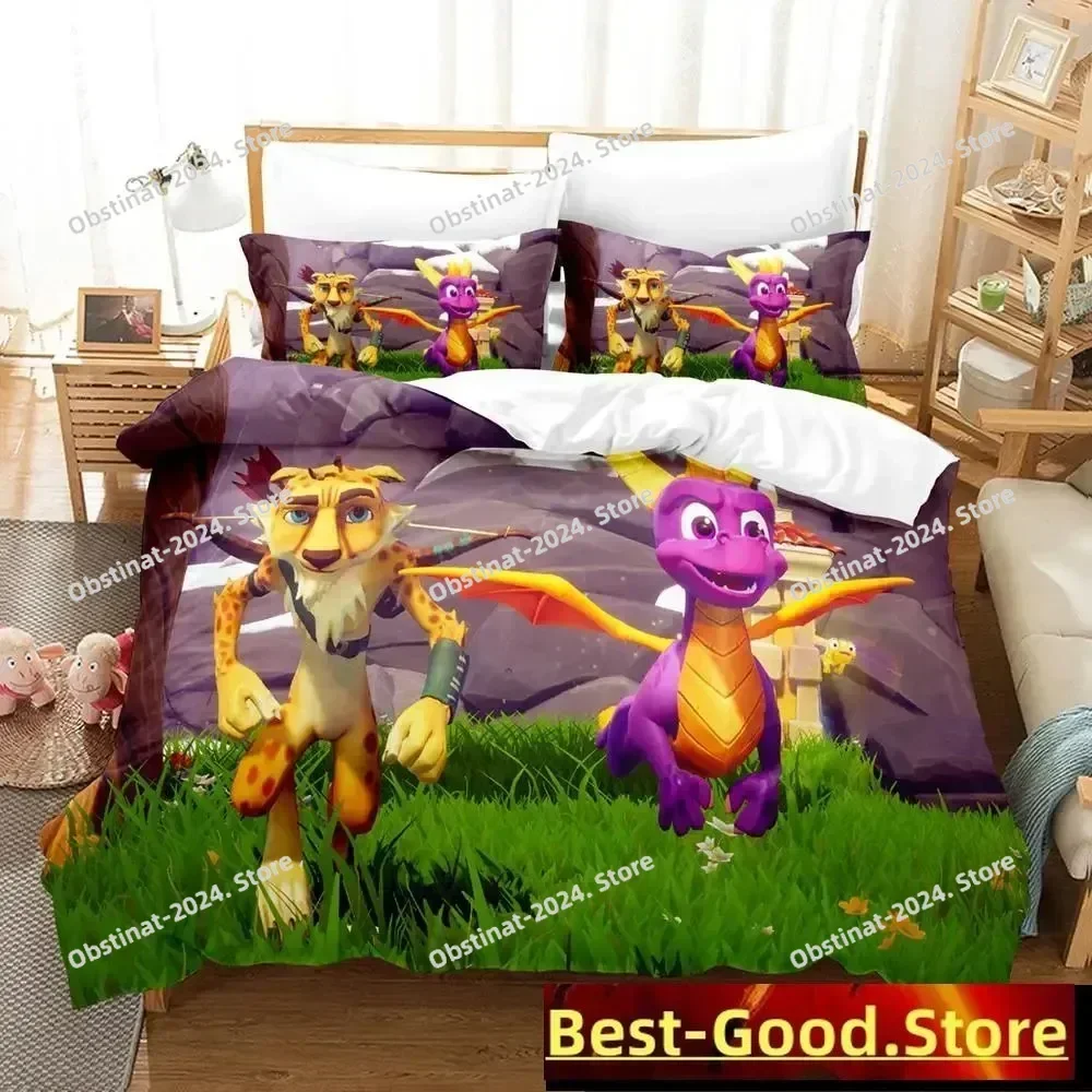 Game Spyro Dragon Reignited Trilogy Bedding Set Print With Pillowcase Bed Duvet Cover Soft Single Double Queen Super King Size