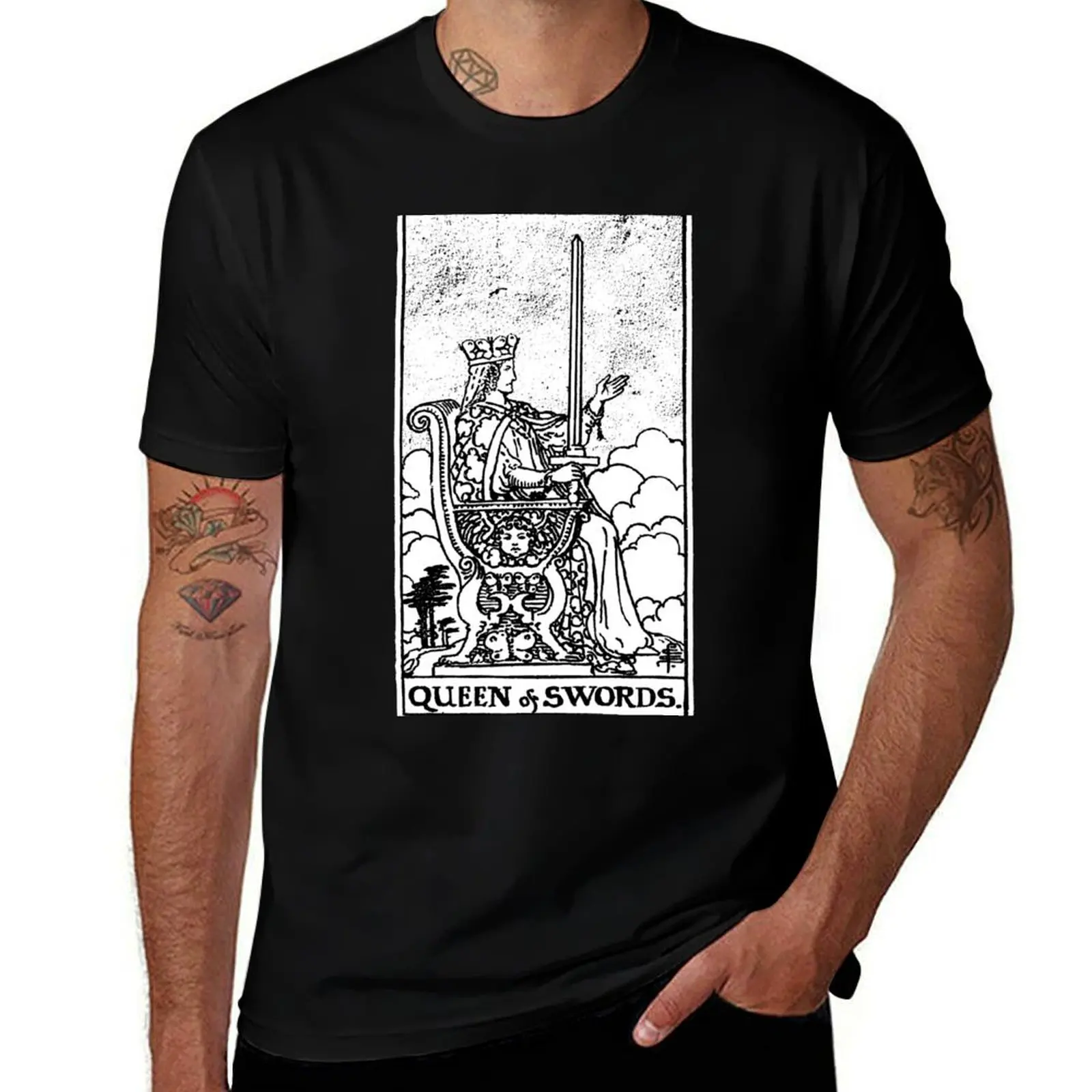 Queen of Swords - Tarot Card - Major Arcana - fortune telling occult T-Shirt Stain Resistant Casual Tee
